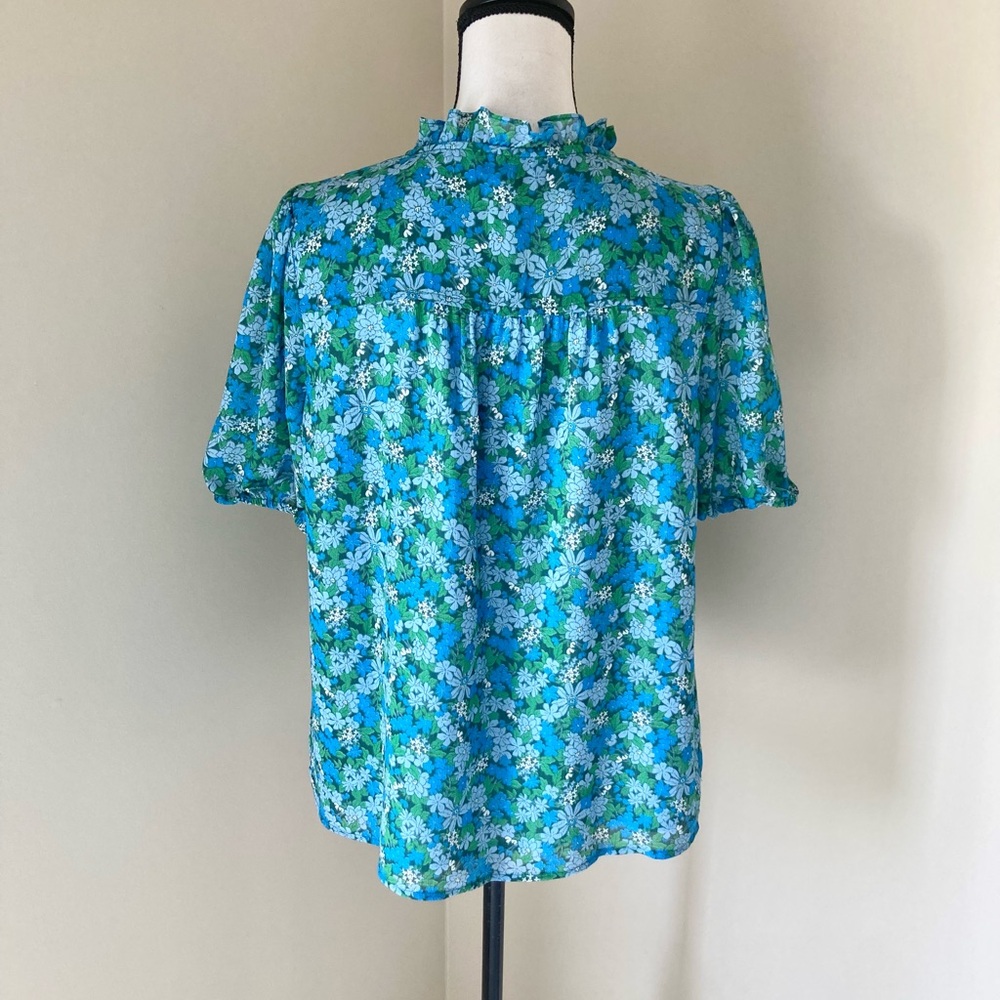 J.Crew Ruffle-Trim Short-Sleeve Top in Hyacinth Fields Size M - Picture 5 of 9